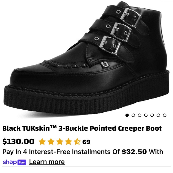 T.U.K Black Creeper Shoes with 3 buckle newer conditions unisex men’s 6/8womens - Picture 12 of 13